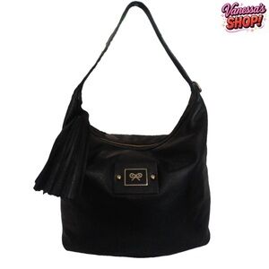 Anya Hindmarch Black Leather Tassel Hobo Bag!